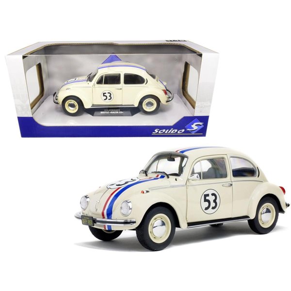 Toys4.0 Volkswagen Beetle Racing No53 Cream 1 by 18 Diecast Model Car TO1541593